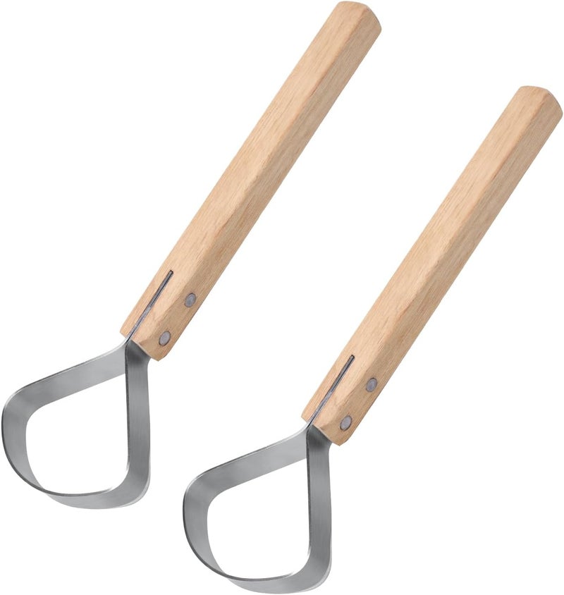 Gosknor 2pcs Pelt Scraper Fleshing Tool, 11.2in Fleshing Knife for Hides Stainless Steel Scraper Flesher Tanning Tools Working Kit for Taxidermy Leather Making Tools Skinning Fur Handling Supplies - Image 1